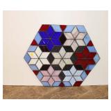  Lot 591 Vintage hexagon leaded glass sun catcher, approx. 24" x 21" as is