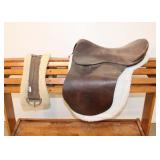  Lot 602 13" brown leather riding saddle with blanket (Stand in Photo NOT Included)