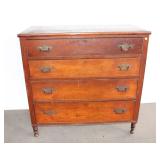  Lot 605 Antique cherry 4 drawer chest needs TLC