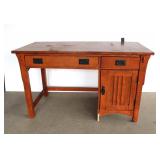  Lot 609 Mission oak style kneehole desk needs TLC