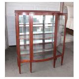  Lot 615 Antique mahogany bow front chine cabinet needs TLC