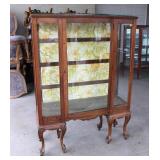  Lot 616 Antique walnut ball and claw feet china cabinet needs TLC