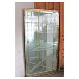  Lot 622 Vintage brass and class corner display cabinet in the manner of MasterCraft needs TLC