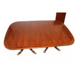  Lot 501 Beautiful Maitland Smith mahogany with rosewood banding dining room table with (1) leaf and