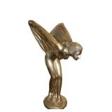  Lot 505 44" Tall Large Vintage Rolls Royce "Spirit of Ecstasy" bronze and other metal statue, has c