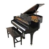  Lot 512 Beautiful Knabe black lacquer baby grand piano with bench in good condition