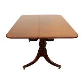  Lot 515 Quality solid banded mahogany dining room table with (3) 16" leaves attributed to Baker Fur