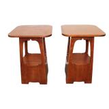  Lot 518 Fantastic pair of Stickley solid oak Arts and Crafts style lamp tables approx. 20" w x 20" 