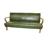  Lot 527 Mid century modern green leather bent arm sofa attribute to Heywood Wakefield