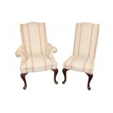  Lot 528 Pair of Thomasville queen Anne mahogany frame shell carved upholstered chairs