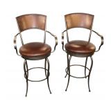  Lot 531 Pair of metal frame swivel high back barstools by Inni