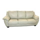  Lot 532 Nice leather 3 cushion sofa in the soft mint green color