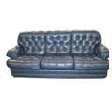  Lot 540 Vintage blue leather style button tuft sofa by Bench Craft