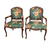  Lot 541 Pair of Ethan Allen French style mahogany frame arm chairs