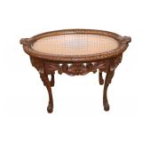  Lot 564 Antique carved walnut glass top serving table