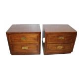  Lot 567 Pair of mid century walnut Henredon 2 drawer nightstands