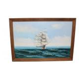  Lot 579 Vintage signed oil on canvas of a Clipper Ship