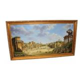 Lot 582 Large oil on canvas in decorative carved wooden frame