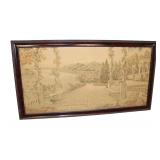  Lot 583 Vintage needlepoint in large mahogany frame