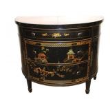  Lot 626 Vintage Asian decorated 3 drawer Demilune commode