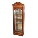  Lot 650 Vintage Pulaski burl walnut finish mirror back display cabinet