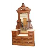  Lot 651 Antique Victorian marble top drop center dresser with mirror