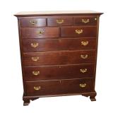  Lot 657 Nice solid walnut Suters Reproductions Harrisburg Virginia 9 drawer high chest
