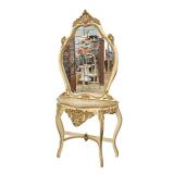  Lot 663 Italian style decorator cultured marble top console with mirror