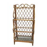  Lot 664 Nice Vintage decorator bamboo frame glass shelf bakers rack