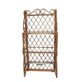  Lot 665 Nice Vintage decorator bamboo frame glass shelf bakers rack