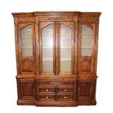  Lot 670 Vintage Drexel Heritage walnut and oak 2pc china cabinet