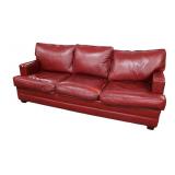  Lot 671 Decorator red leather 3 cushion sofa