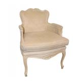  Lot 674 French style double cane upholstered arm chair has some staining