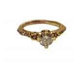  Lot 684 IGI certified 1.03ct diamond and .15ct accent diamonds in 14K yellow gold ring approx. size