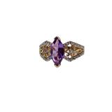  Lot 686 Amethyst and diamond 10K yellow gold ring approx. size 7