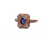  Lot 688 .30ct sapphire and .10ct diamond 14K rose gold over sterling ring approx. size 8