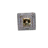  Lot 689 Citrine and white sapphire sterling silver ring approx. size 7.5