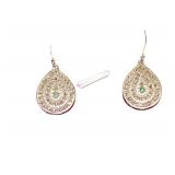  Lot 692 Diamonds and emerald sterling silver earrings