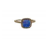  Lot 694 2.5ct opal and .20 ct white sapphire sterling silver ring approx. size 10