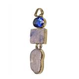  Lot 702 33.40ct blue solar quartz and sapphire sterling pendant