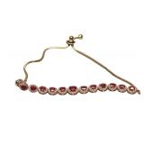  Lot 709 4ct Mozambique rubies and white sapphire sterling adjustable bracelet
