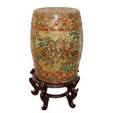  Lot 742 Asian garden stool on wooden base