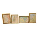  Lot 762A Group of 4 gold frame of maps