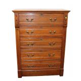  Lot 771 Antique oak 5 drawer high chest