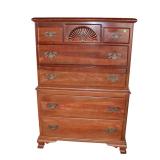  Lot 790 Vintage solid cherry shell carved 7 drawer high chest
