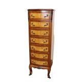  Lot 804 French style 7 drawer burl maple/walnut lingerie chest
