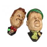  Lot 837 Pair of Vintage chalk hanging faces wall art