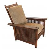  Lot: 112 - Nice Stickley mission oak Morris chair, good upholstery, orig. finish