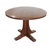  Lot: 113 - Stickley mission oak breakfast table 42" round, original finish, 
