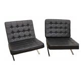  Lot: 120 - Pair Barcelona lounge chairs mid century leather chrome